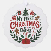 My First Christmas As Brother Family Matching  Ornament Kaart (Voorkant)