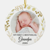 My First Christmas As Grandpa Photo Gold Foliage Keramisch Ornament (Voorkant)
