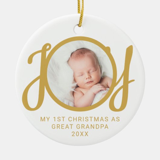 My First Christmas As Great Grandpa Photo Gold  Keramisch Ornament (Voorkant)