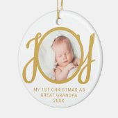 My First Christmas As Great Grandpa Photo Gold  Keramisch Ornament (Links)