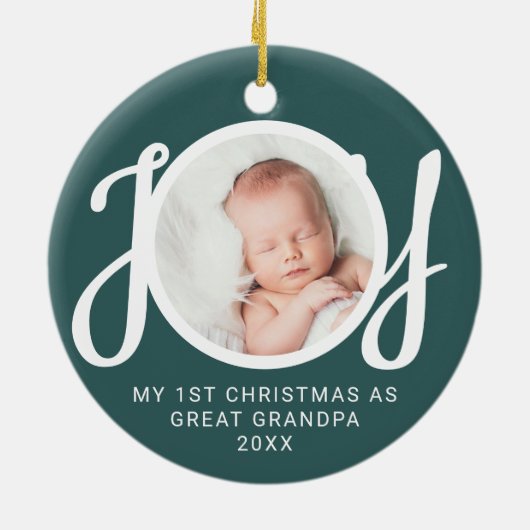 My First Christmas As Great Grandpa Photo Green Keramisch Ornament (Achterkant)