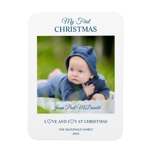My First Christmas Babies Custom Photo Keepsake Magneet (Verticaal)