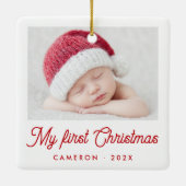 My first Christmas baby photo name year Keramisch Ornament (Achterkant)