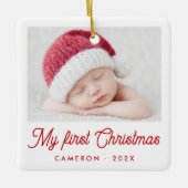 My first Christmas baby photo name year Keramisch Ornament (Voorkant)