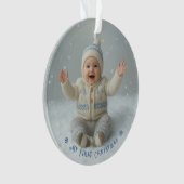 My First Christmas Blue Personalized Photo Ornament (voorkant)