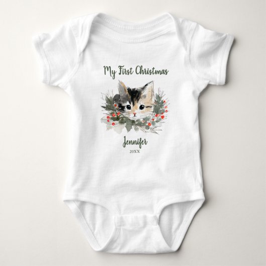 My First Christmas Calico Kitty T-Shirt (Voorkant)