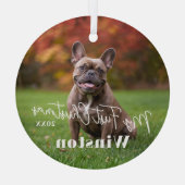 My First Christmas Custom Pet Name Photo Glas Ornament (Achterkant)