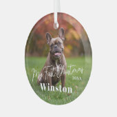 My First Christmas Custom Pet Name Photo Glas Ornament (Voorkant links)