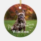 My First Christmas Custom Pet Name Photo Keramisch Ornament (Voorkant)