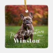 My First Christmas Custom Pet Name Photo Keramisch Ornament (Voorkant)