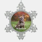 My First Christmas Custom Pet Name Photo Tin Sneeuwvlok Ornament (Voorkant)