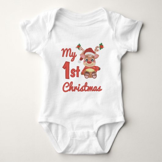 My First Christmas - Cute Reindeer Romper (Voorkant)