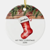 My first Christmas cute stocking baby boy girl Keramisch Ornament (Voorkant)