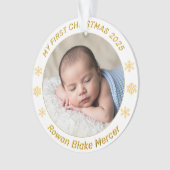 My First Christmas Gold Personalized Baby Photo  Ornament (voorkant)