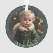 My First Christmas Madonna Personalized Baby Photo Ornament (achterkant)