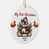 My First Christmas Penguin Ceramic Ornament (Rechts)