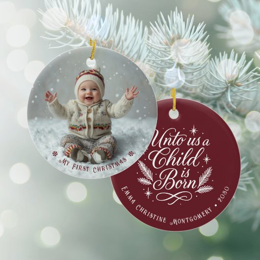 My First Christmas Personalized Photo Keramisch Ornament