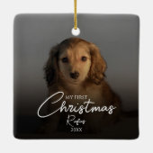 My First Christmas Pet Photo Elegant Script Keramisch Ornament (Achterkant)