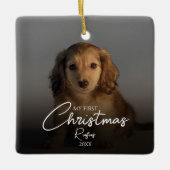 My First Christmas Pet Photo Elegant Script Keramisch Ornament (Voorkant)