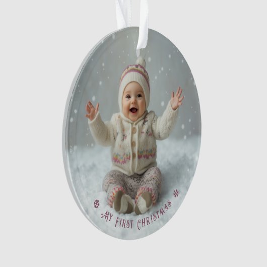 My First Christmas Pink Personalized Photo Ornament (voorkant)