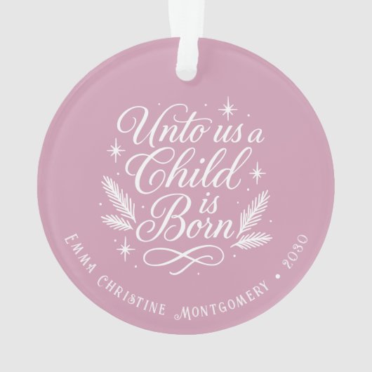 My First Christmas Pink Personalized Photo Ornament (achterkant)