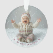 My First Christmas Pink Personalized Photo Ornament (voorkant)