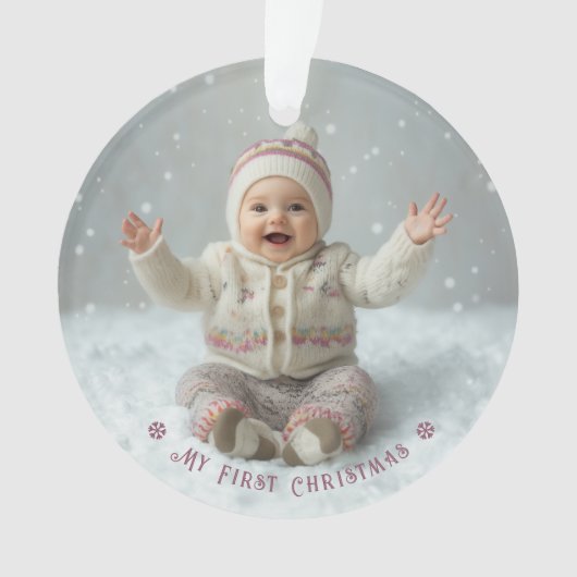My First Christmas Pink Personalized Photo Ornament (voorkant)