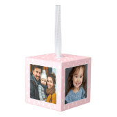 MY FIRST CHRISTMAS PINK PHOTO Cube Ornament (Achter hoekig)