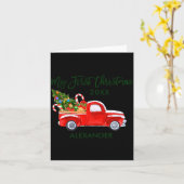 My First Christmas Red Truck Candy Canes Gray Baby Kaart (Gele Bloem)