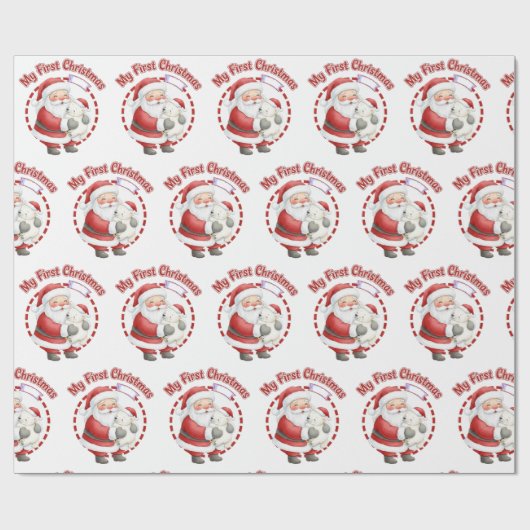 My First Christmas Santa Claus Gift Wrapping Paper Cadeaupapier (Vlak)