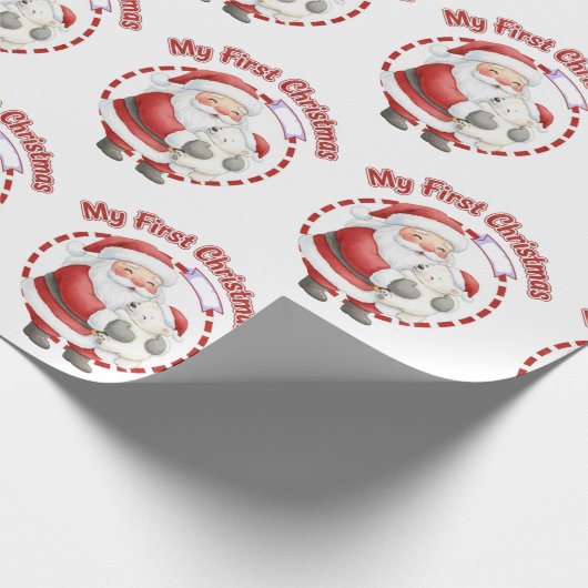 My First Christmas Santa Claus Gift Wrapping Paper Cadeaupapier (Hoek)