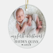 My First Christmas Script New Baby Photo Keramisch Ornament (Links)
