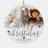 My First Christmas Script New Baby Photo Keramisch Ornament (Achterkant)