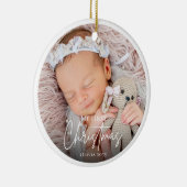 My First Christmas White Personalized Baby Photo Keramisch Ornament (Rechts)