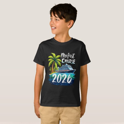 My First Cruise 2026 Funny First Time Cruise Vacat T-shirt (Voorkant volledig)