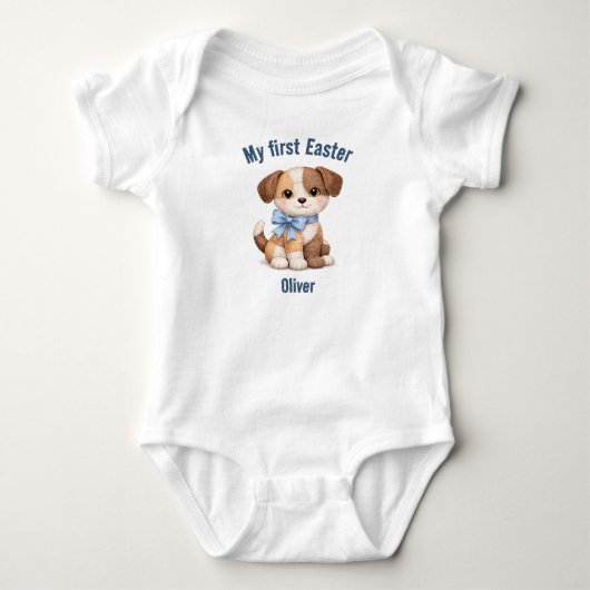 My First Easter Patchwork Dog Baby T-Shirt (Voorkant)