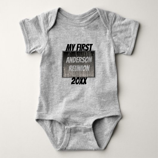 My First Family Reunion Silver Stripes Event Romper (Voorkant)