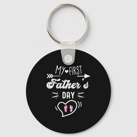 My First Father's Day First Time Daddy New Dad Mat Sleutelhanger (Voorkant)