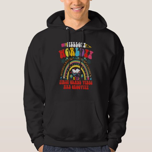 My First Grade Vibes Are Groovy Rainbow Squad Back Hoodie (Voorkant)