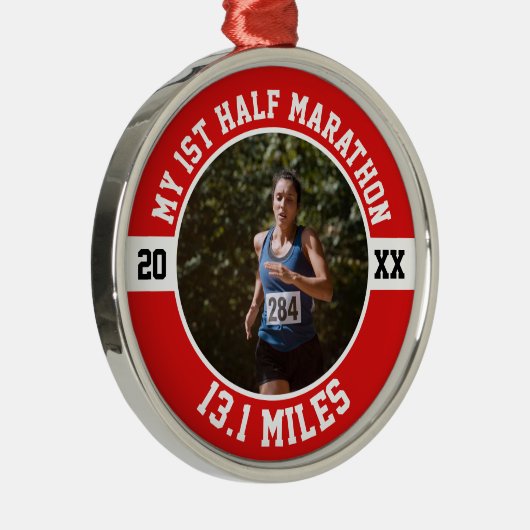 My First Half Marathon Runner 1st Running 13 1 Metalen Ornament (Rechts)