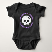 My first Halloween cute skull with stars and name Romper (Voorkant)