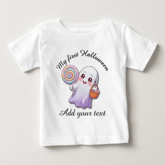 My First Halloween Ghost Baby Tee (Voorkant)
