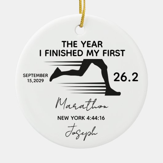 My First Marathon 26.2 Custom Name & Year Keramisch Ornament (Voorkant)