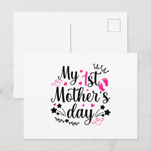 My First Mother's Day As A Mommy 2 Aankondigingskaart (Voorkant / Achterkant)