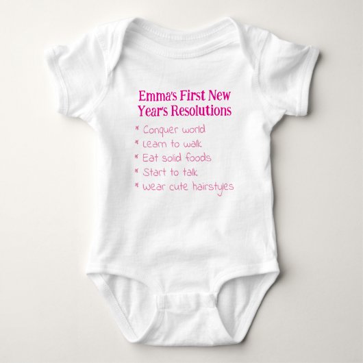My First New Year's Resolutions, Girl, Funny    Romper (Voorkant)