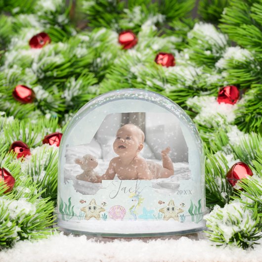 My First Ocean Ride – Baby 2 Image Keepsake  Sneeuwbol (Kerstmis)