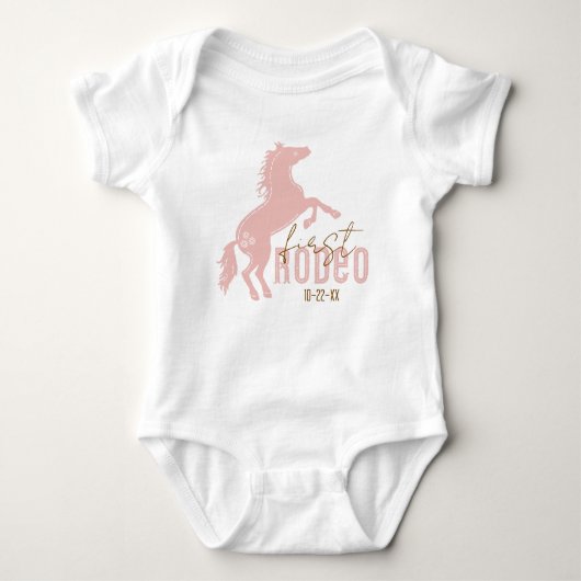 My First Rodeo Baby Body – Roze Western 1e Geboort Romper (Voorkant)