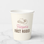 My First Rodeo Birthday Personalized Pink Girl Papieren Bekers (Achterkant)