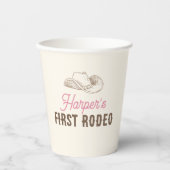 My First Rodeo Birthday Personalized Pink Girl Papieren Bekers (Voorkant)