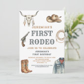 My First Rodeo Cowboy 1st Birthday Kaart (Staand voorkant)
